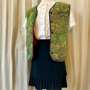 Camo Print Boxy Liner Puff Vest (Reversible, Long Tail Hem)